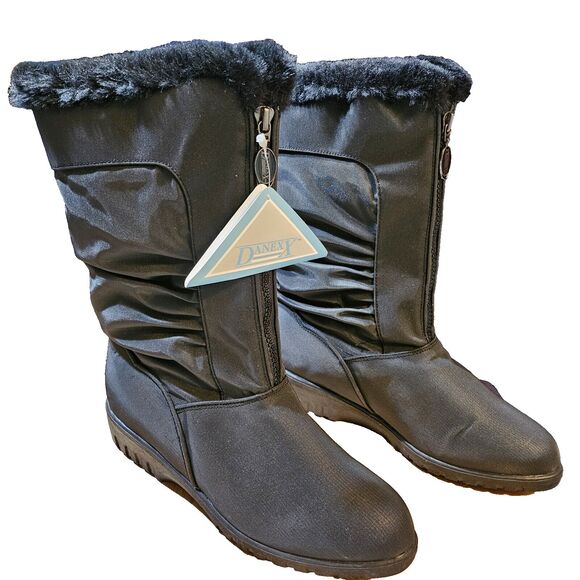 Danexx Women's Weather Resistant Calf Length Boots Front Zip Black Size USA 9M - Picture 1 of 5